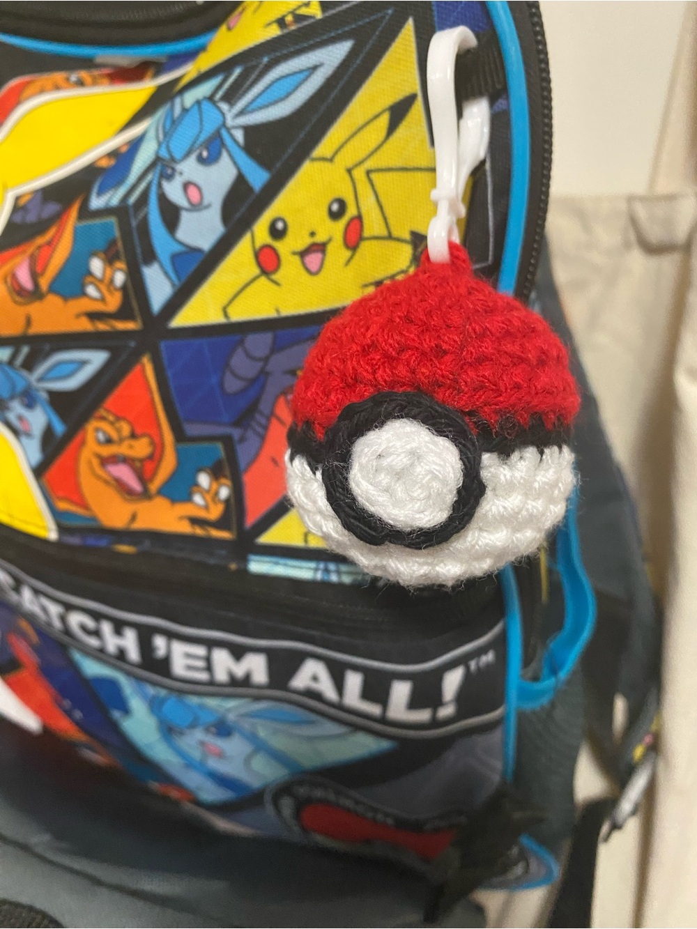 Handmade Red & White Poké Ball Keychain Charm
